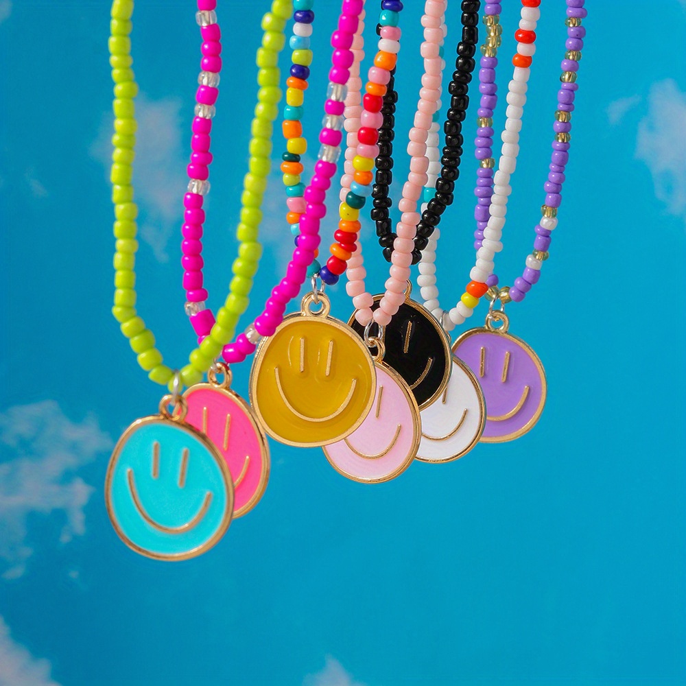 Colorful Dopamine Face Bead Necklace